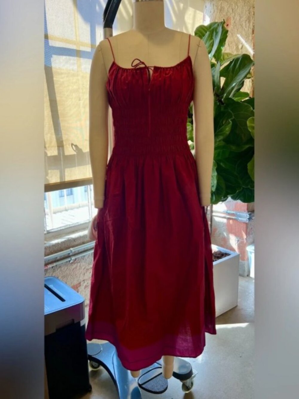 J.Crew Reverie Dress in Colorblock Cotton Poplin in Red Pink Combo - Picture 4 of 7